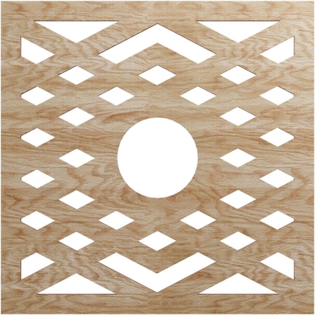 Ekena Millwork Chevron Wood Fretwork Pierced Ceiling Medallion, Red Oak, 18"OD x 4 5/8"ID x 1/4"T CMWP18X18X0250CHRO